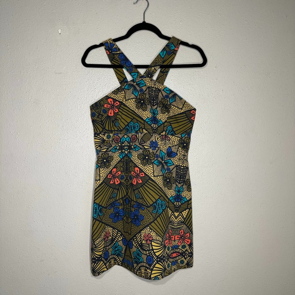 Zara Trafaluc Floral Aztec Print Halter Mini Dress